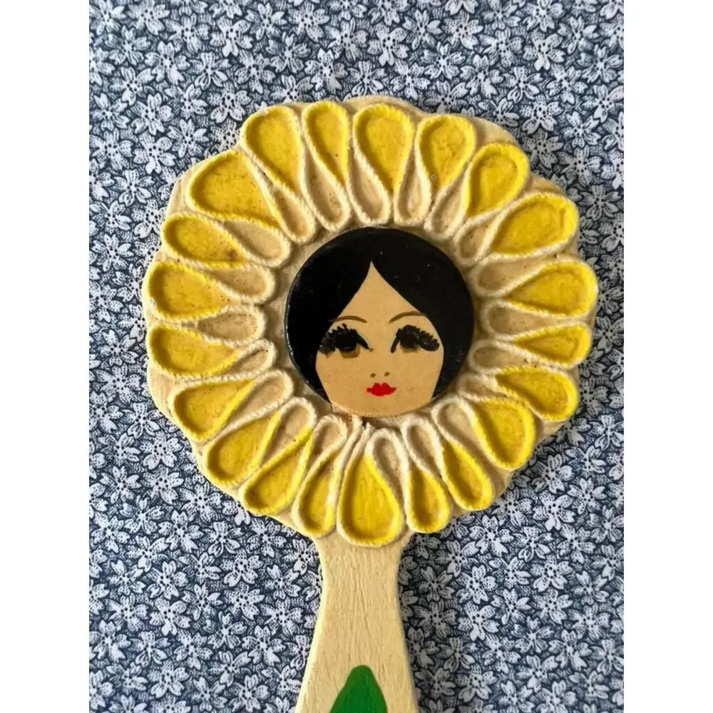 Vintage Daisy Hand Mirror | 1960s Flower Power Vanity Mirror